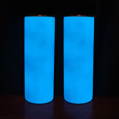 USA Free Shipping 20oz Blue Green Double Wall Insulated Stainless Steel Tumblers 20 oz Glow in the Dark Sublimation Tumbler