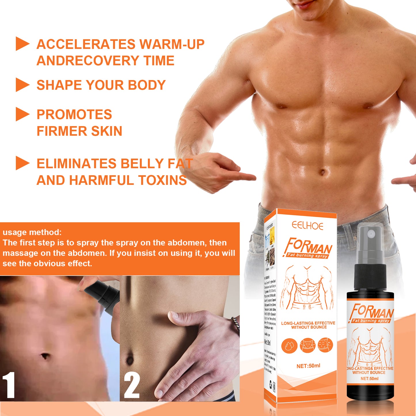 EELHOE Men's Abdominal Muscle Spray Vest Line Fitness Shaping Cream Chest Enhancement Muscle Body Care