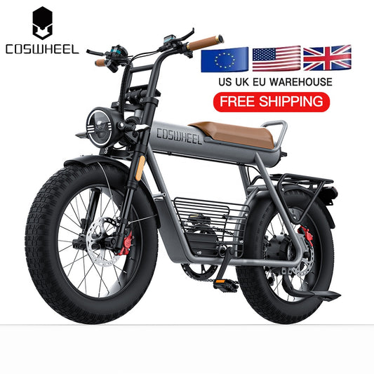 EU UK US Warehouse COSWHEEL CT20 1000W 1500W Sepeda Listrik Full Suspension Bicicleta Electrica 20Inch Fat Bike Electric Bicycle