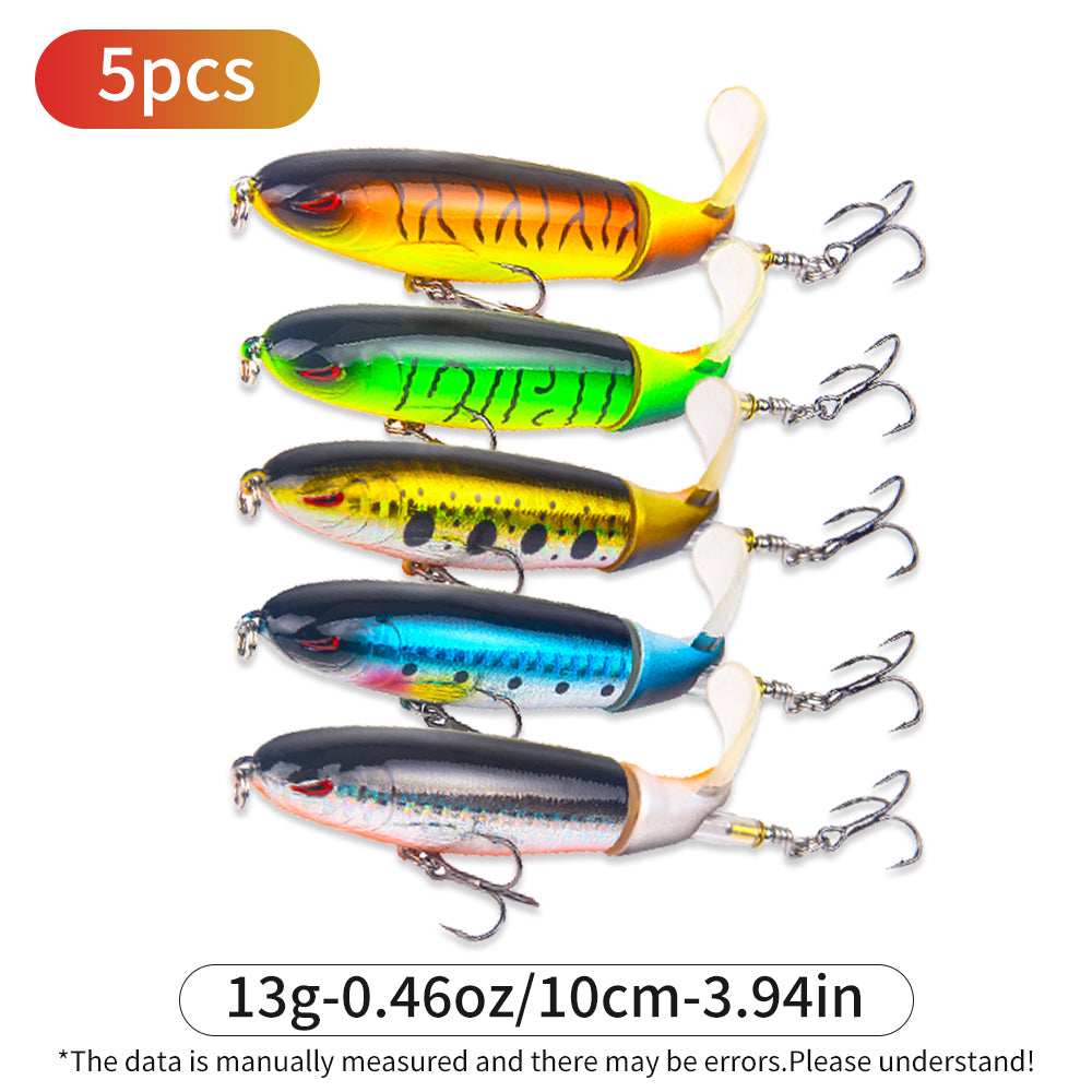 5pcs/set 13g 10cm Top Water Pencil Fishing Lure Hard Bait With Floating Rotating Tail for Bass Trout Freshwater Saltwater