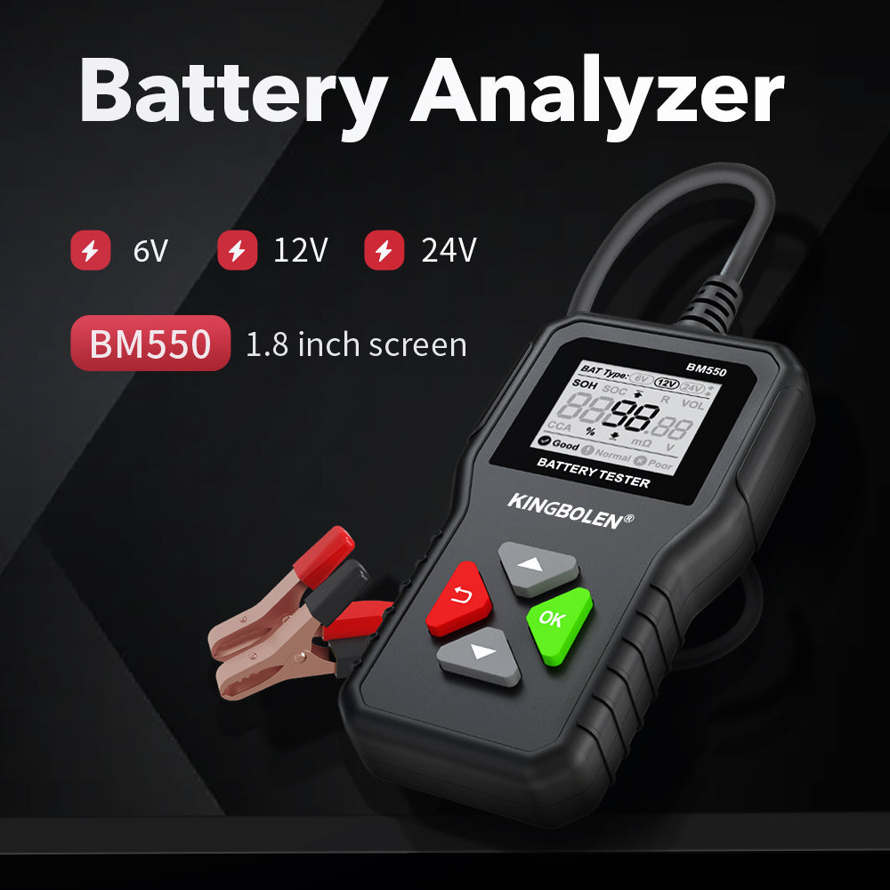 BM550 Battery Tester 6V 12V 24V 100-2000A CCA Capacity Digital Cars System Batteries Analyzer Auto Battery Tool PK KW208