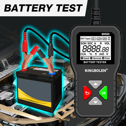 BM550 Battery Tester 6V 12V 24V 100-2000A CCA Capacity Digital Cars System Batteries Analyzer Auto Battery Tool PK KW208