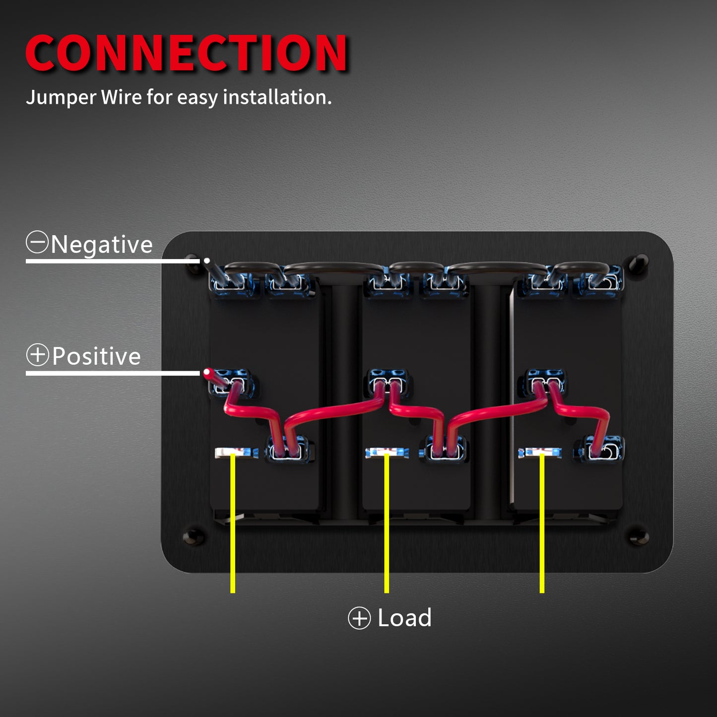 12V 20A on OFF Latching Dual Blue LED 3 Pins Panel Mount 3 Gang Marine Rocker Switch Panel  With Sticker and Wire Lead