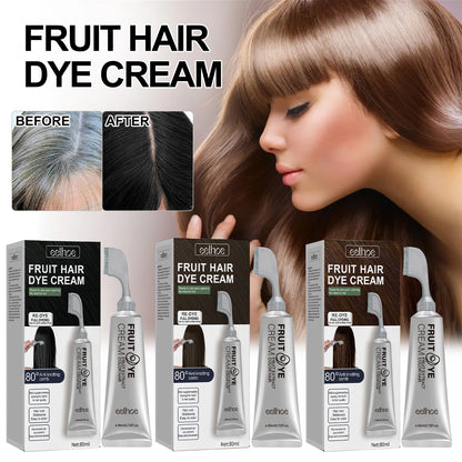 EELHOE Fruit and Vegetable Hair Cream Natural Mild and Long-Lasting Hair Does Not Hurt the Scalp Easy to Color Black Hair Hairdressing Cream