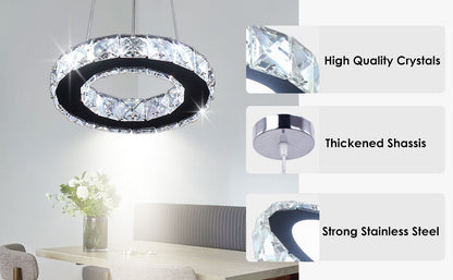 Modern LED Pendant Lighting Mini Chandeliers E26 Chrome Ring Flush Mount Ceiling Light Fixture for Living Room Kitchen Island