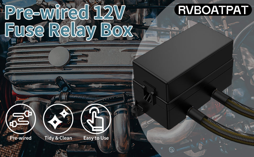 Universal 12 Way  Relay Box Block Panel Box ATC/ATO Fused 4 Pins 12V Relay Box Pre-wired for Automotive Car Marine Boat