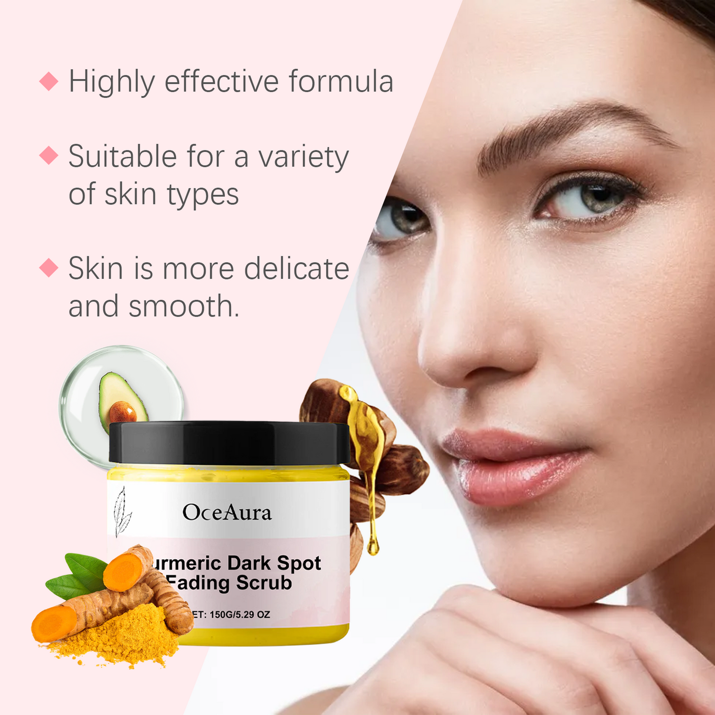 OceAura Turmeric Skin Beautifying Scrub Gentle Cleansing Body Skin Exfoliating Moisturizing Scrub