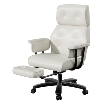 Ergonomic Leather High Back Executive Office Chair 400lbs Reclining Big Tall Chair with Wide Seat and Footrest