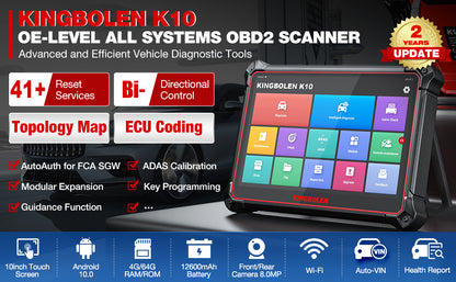 Kingbolen 2025 K10 PRO Full System Bi-Directional Automotive ECU Coding OBD2 EOBD Diagnostic Tool With 34 Resets Car Machine