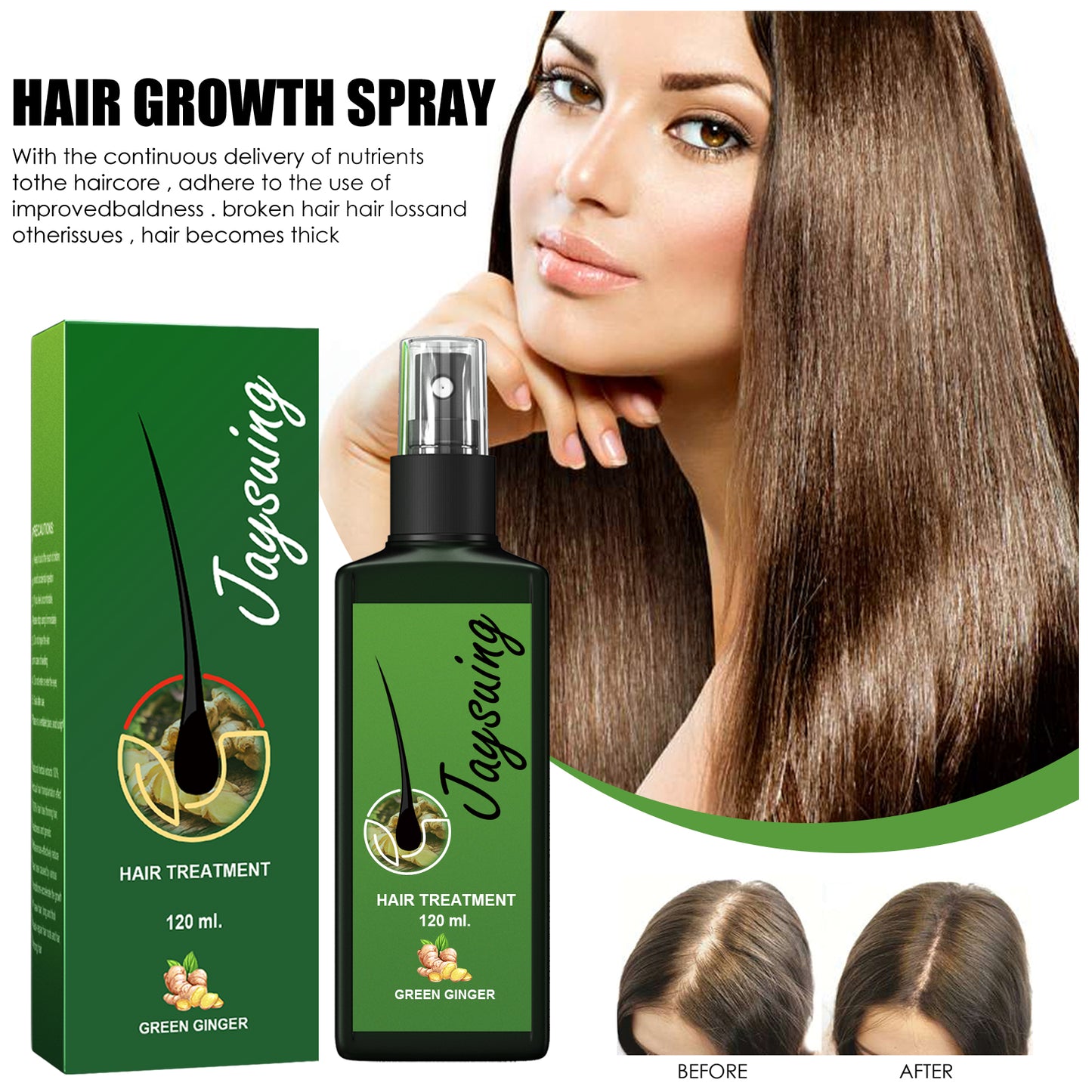 Jaysuing Hair Care Solution Gentle Nourishing Scalp Massage Moisturizing Smooth Hair Care Spray