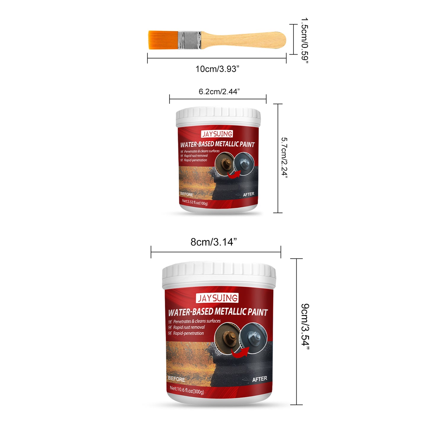 Jaysuing Rust-Free Primer Metallic Paint Anti-Rust Radiator Anti-Corrosion Conversion Refurbished Coating Primer Conversion Agent