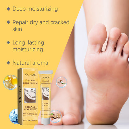 OUHOE Coconut Flavor Foot Skin Care Cream Natural Coconut Flavor Foot Skin Care Cream Moisturizing Hydrating Repairing Dry Cracked