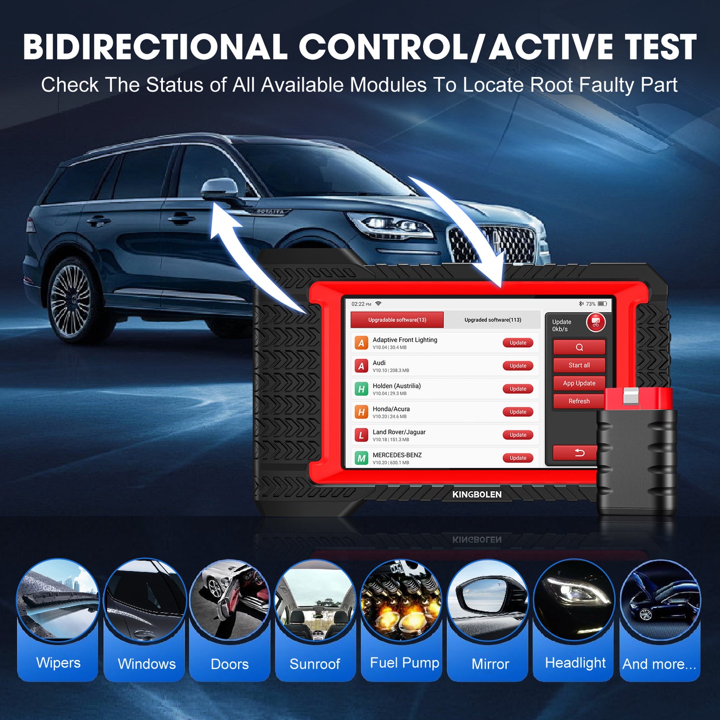 Hot Selling Kingbolen K7 Full System Bi-directional Scan Tool With ECU Coding OBD2 Automotive Code Reader 3 Years Free Update