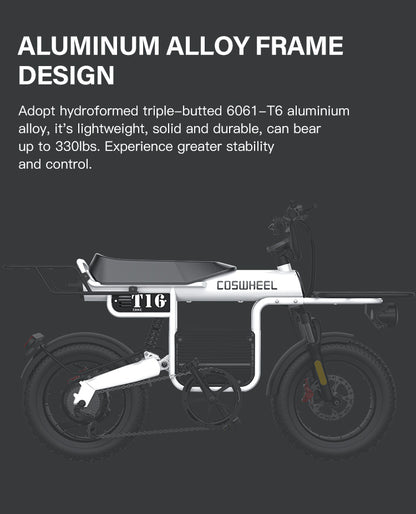 Coswheel T16 Electric Bike for Adults Teens 1000W Motor 28mph 70+Miles E Bike 48v 20Ah Battery Ebik 7 Speed Gear Dual Suspension