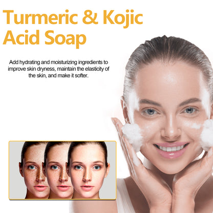 EELHOE Turmeric Kojic Acid Soap Gentle Facial Cleanser for Spot Reduction, Brightening Skin Tone, Hydrating and Moisturizing, Even Skin Tone