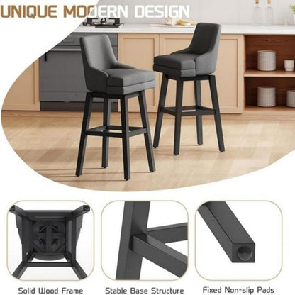 Graceful Home Bar Creamy Gray Fabric Upholstered Seat Height Counter Swivel Barstool for Living Room Dining Bedroom Hotel