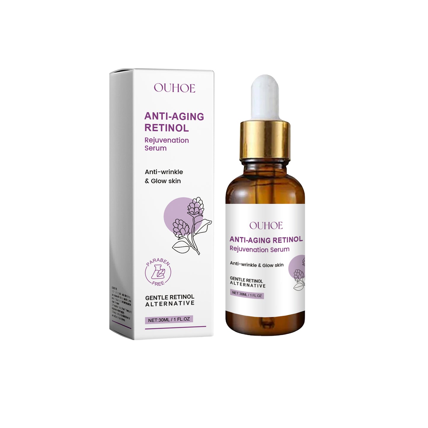 OUHOE Retinol Anti-Wrinkle Serum Hydrating Moisturizing Lifting Firming Diminishing Fine Lines Nourishing Skincare Essence