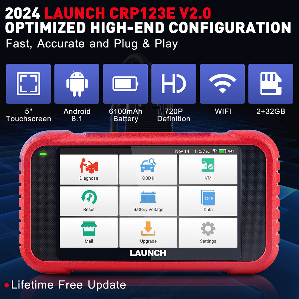 CRP 123E V2.0 Four System Car Diagnostic Tool Machine OBD2 Code Reader With 7 Resets