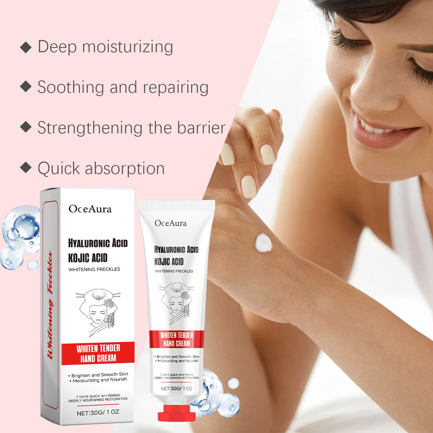 OceAura Women's Hand Cream Nourishing Moisturizing Ease Dry Hydrating Anti-Freezing Brightening Fragrance Gentle Repair