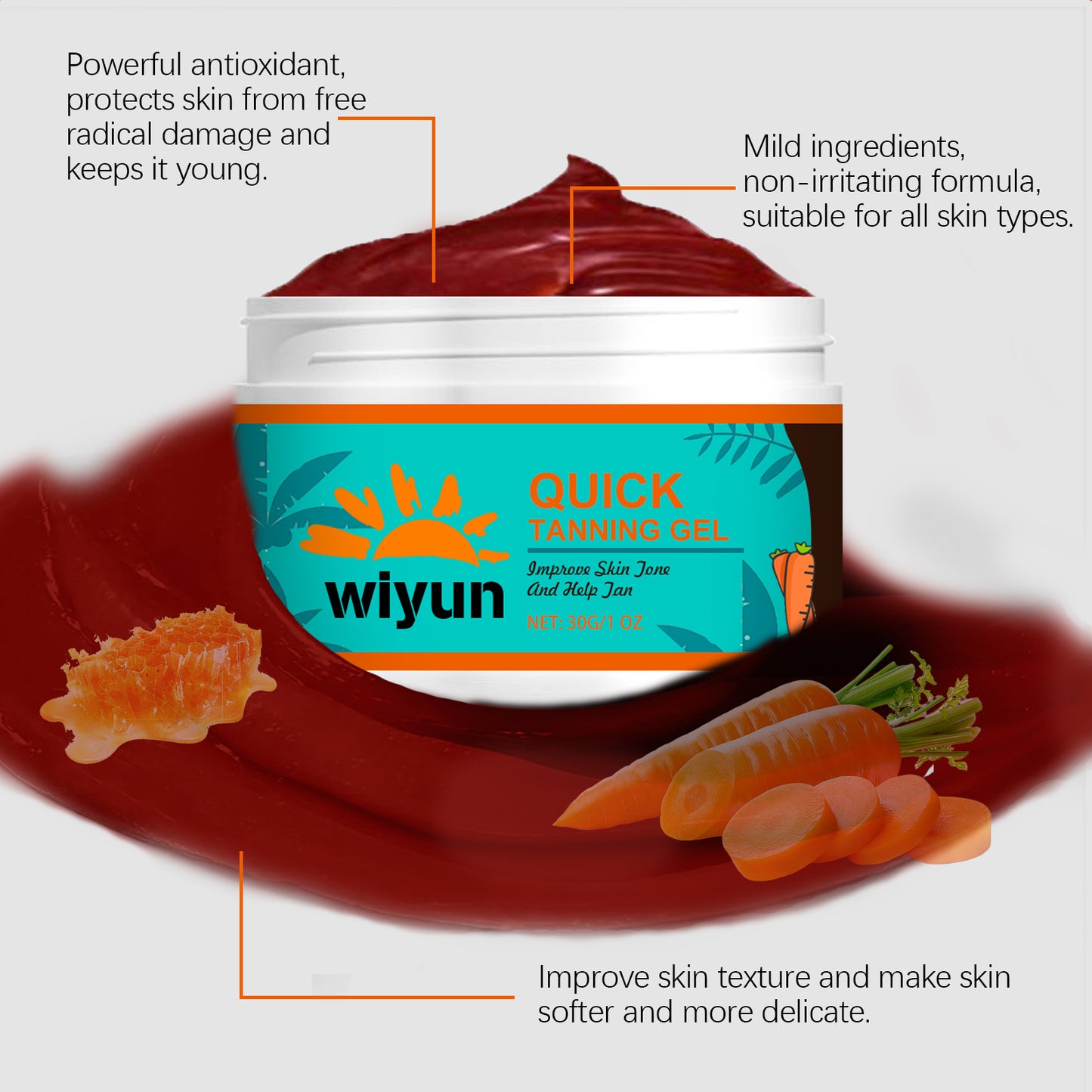 Wiyun Darkness Repair Gel Darkening Repair Gel Bronze Tone Sun Aid Beauty Moisturizing Hydrating Nourishing Gel