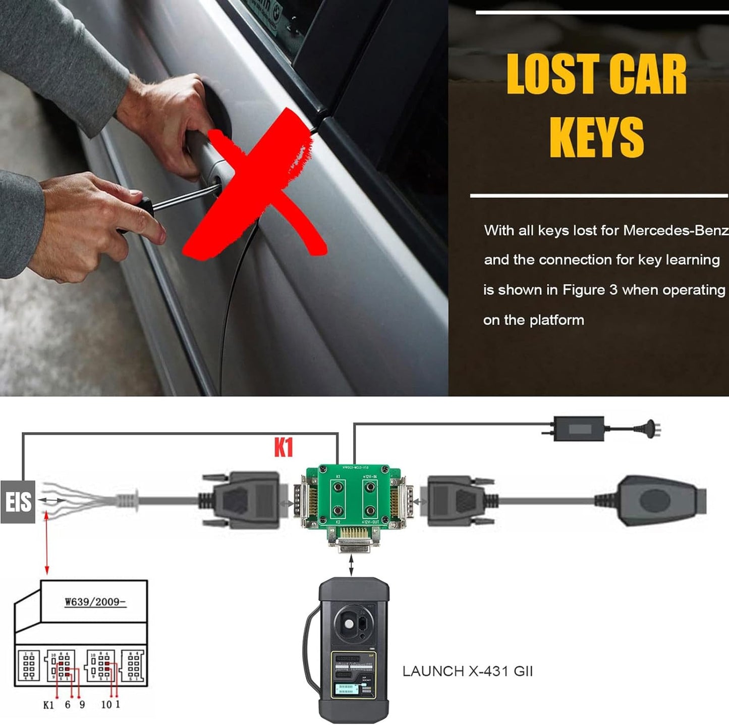 LAUNCH X431 MCU 3 Adapter for X-431 IMMO Elite/Plus/Pro X-PROG3 Work for Mercedes All Keys Lost and ECU TCU Reading