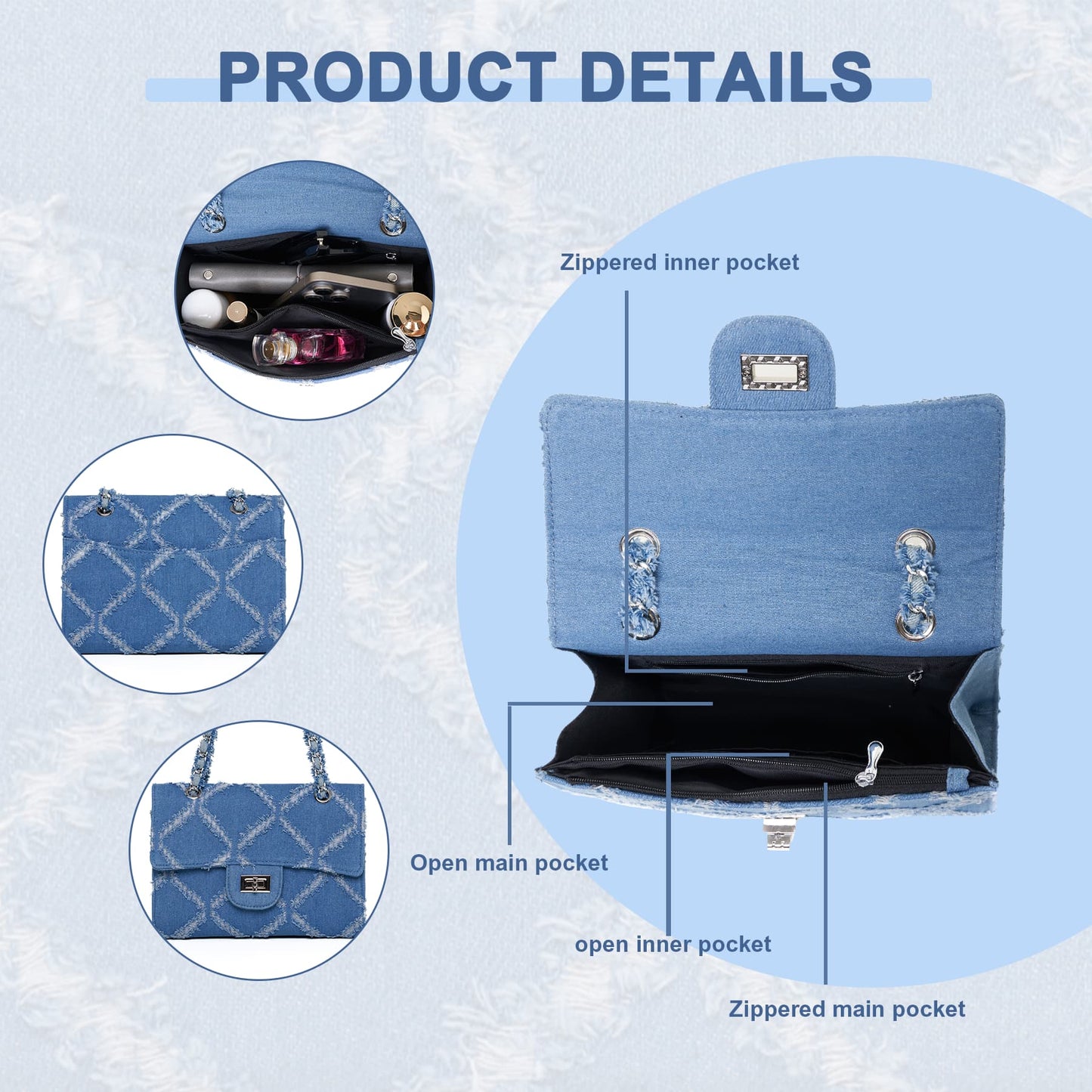 Hot Sale Denim Fabric Fashion Totes Bag Designer Ladies Handbag Tote Bag Jeans Cloth Tote Bag