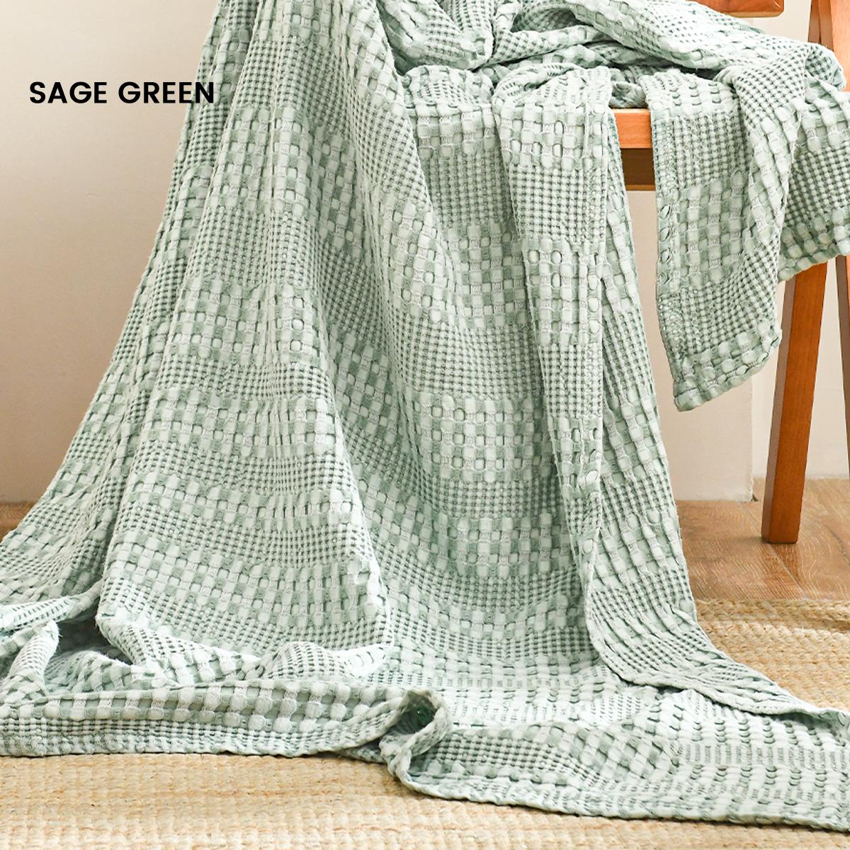 1 Pc Cooling Bamboo and Cotton Waffle Blanket - Lightweight Breathable Blanket for Hot Sleepers