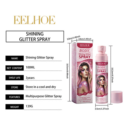 EELHOE Stage Makeup Glitter Spray Face Collarbone Highlighter Glitter Natural Stereo Long-lasting Highlight Spray