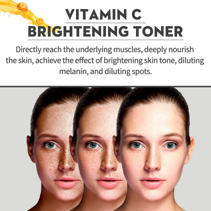 EELHOE Vitamin C Brightening Toner Fading Acne Marks Spots Refreshing Moisturizing Firming Whitening Skin Water