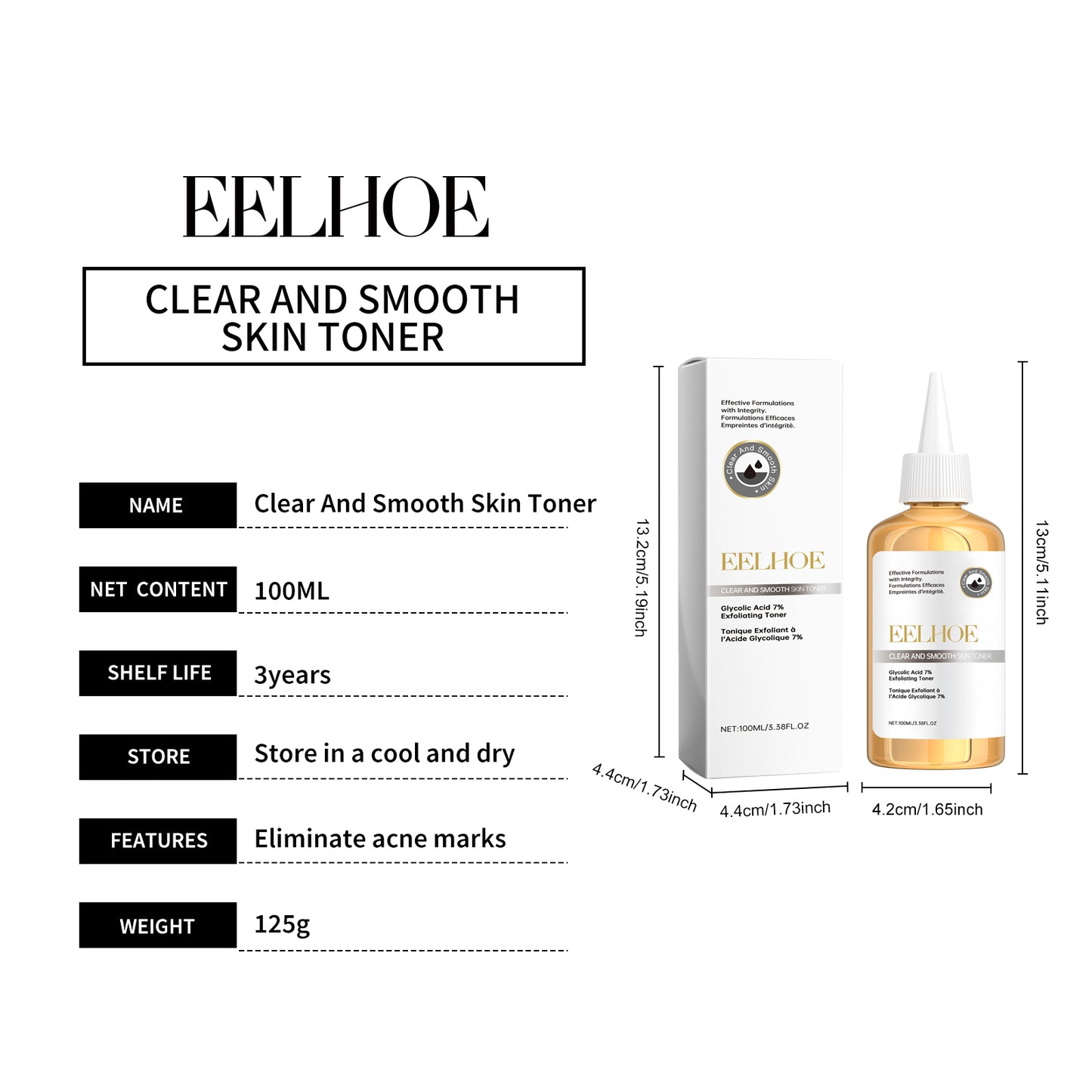 EELHOE 7% Glycolic Acid Lotion Facial Repair Skin Lightening Skin Tightening Hydrating Moisturizing Delicate