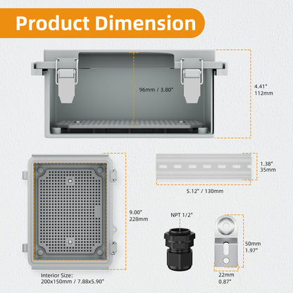 220x170x110mm Waterproof Outdoor Cable Box Enclosure Plastic Junction Box  Electrical Waterproof  Project Control Network Box