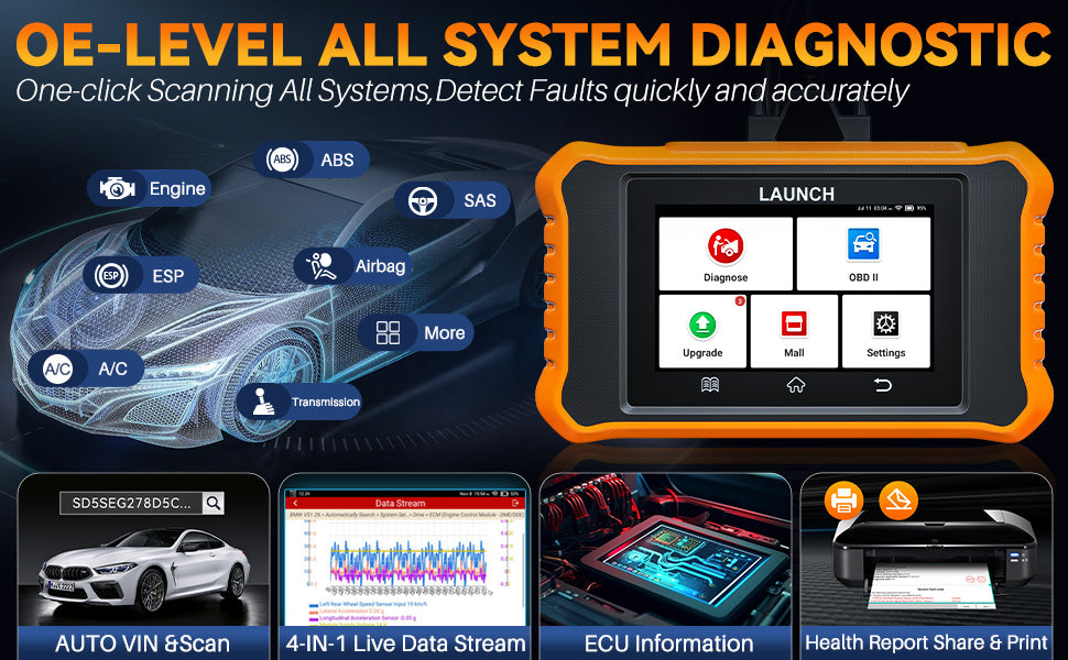 Launch CRE 2.0 for Ford Series Auto Diagnostic Tool Machine All System ECU Coding OBD2 Code Reader