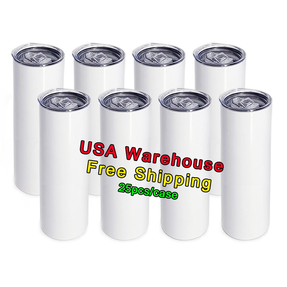 USA Warehouse Wholesale Free Shipping 20oz Sublimation Blanks Double Wall Stainless Steel Tumblers With Straw