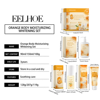 EELHOE Orange Body Moisturizing Whitening Fragrance Gift Set Gentle Moisturizing Hydrating Skin Care Set