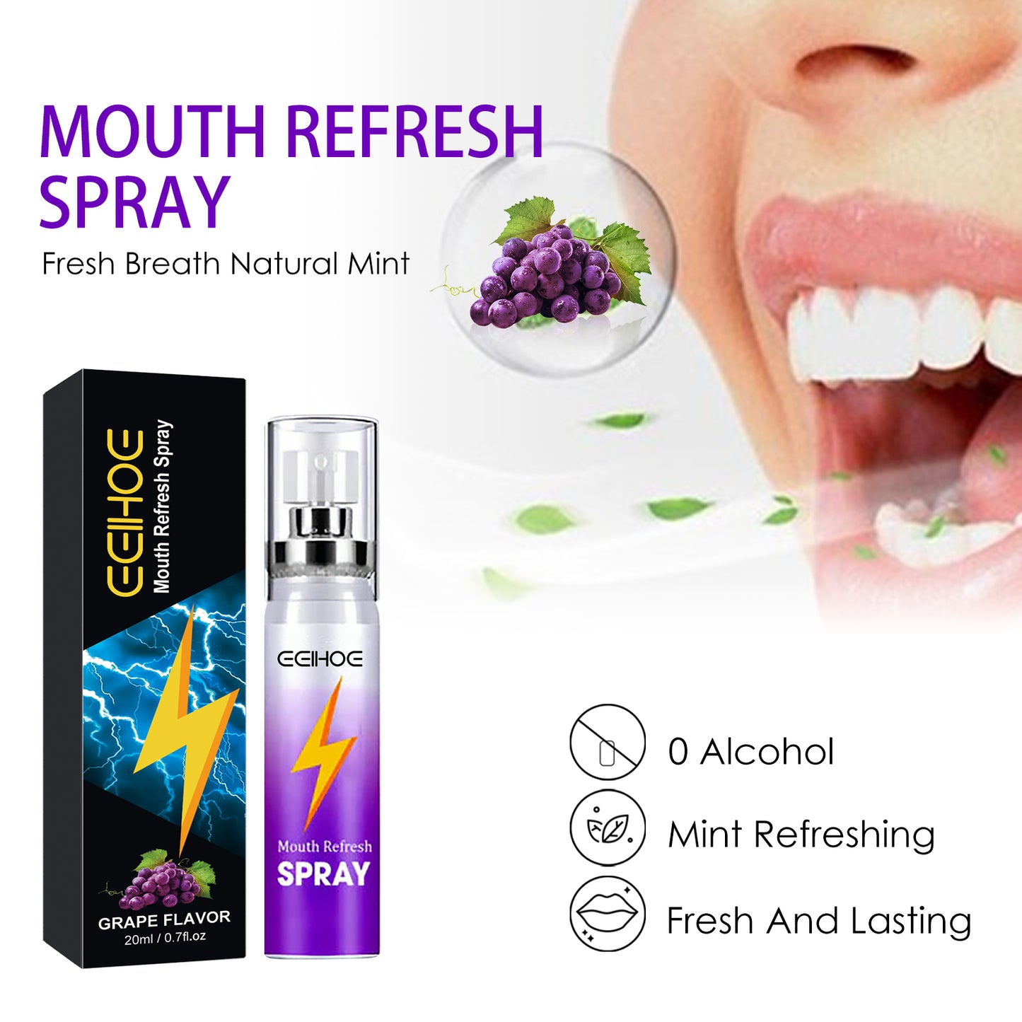 EELHOE Fresh Mouth Spray Portable Mouth Freshener Spray for Cleaning Bad Breath and Leaving Fragrance