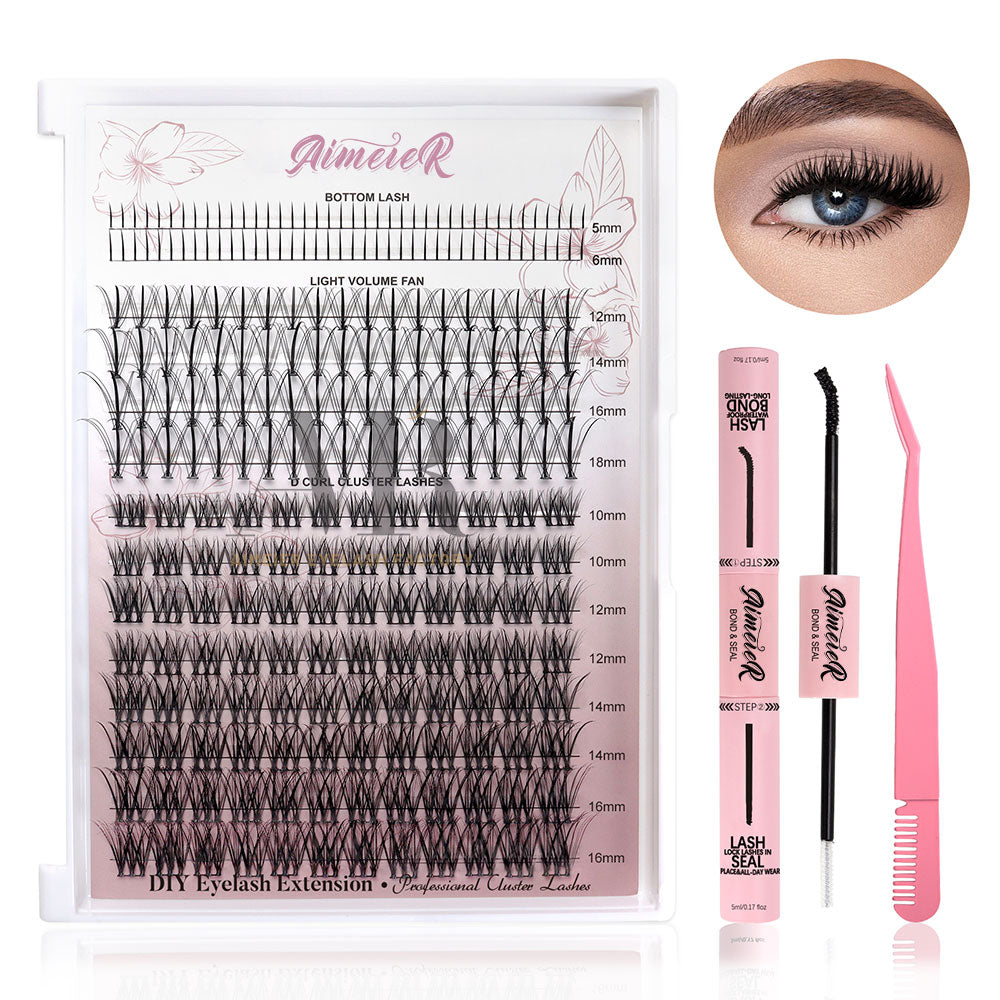 US Local Stock Cluster Lashes Kit Individual DIY Lash Extension Volume Silk Natural Handmade C D Mixed Curl DIY Cluster Lash Kit