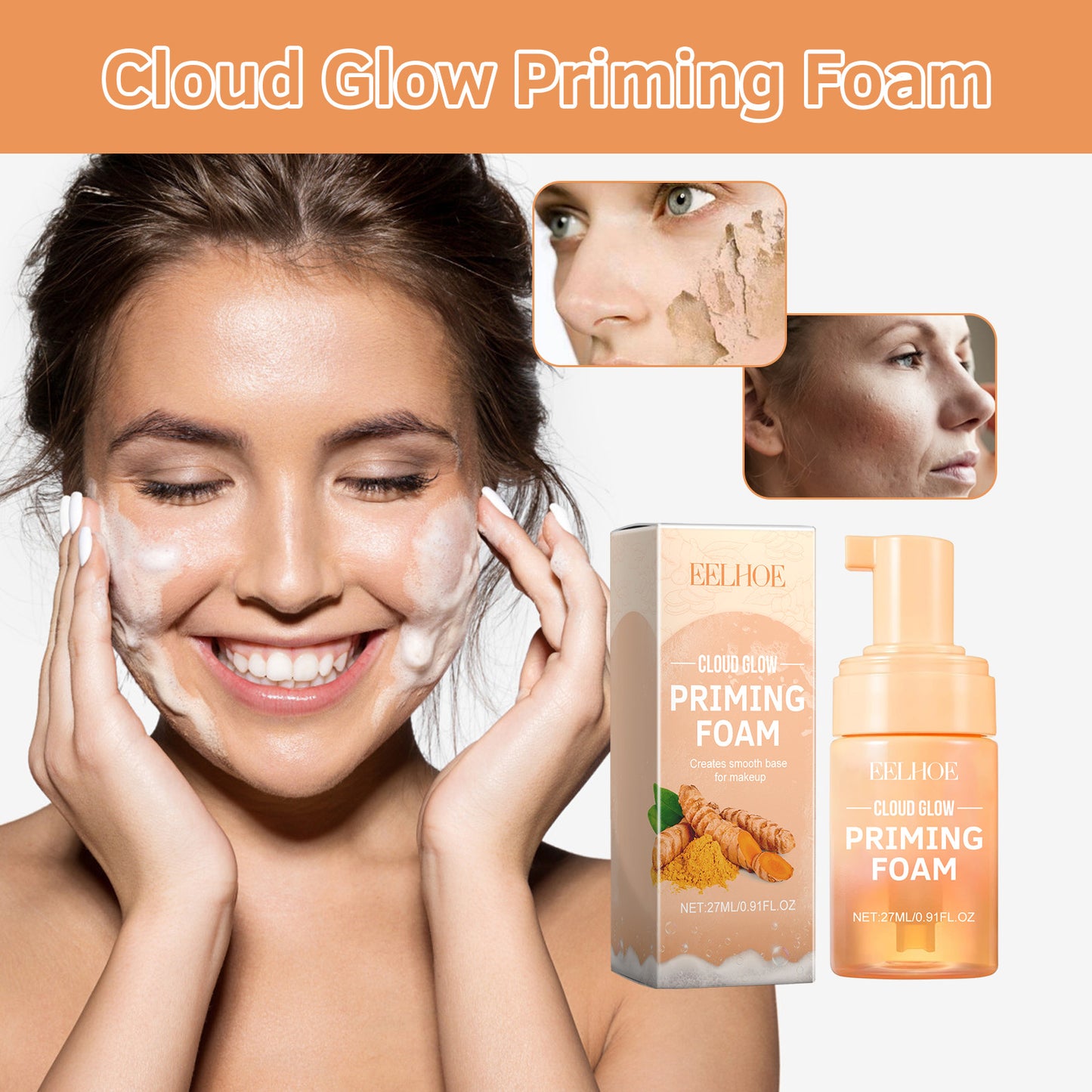 EELHOE Pre-Makeup Mousse Toner Hydrating Moisturizing Facial Toner Firming Softening Skincare Foam Mousse