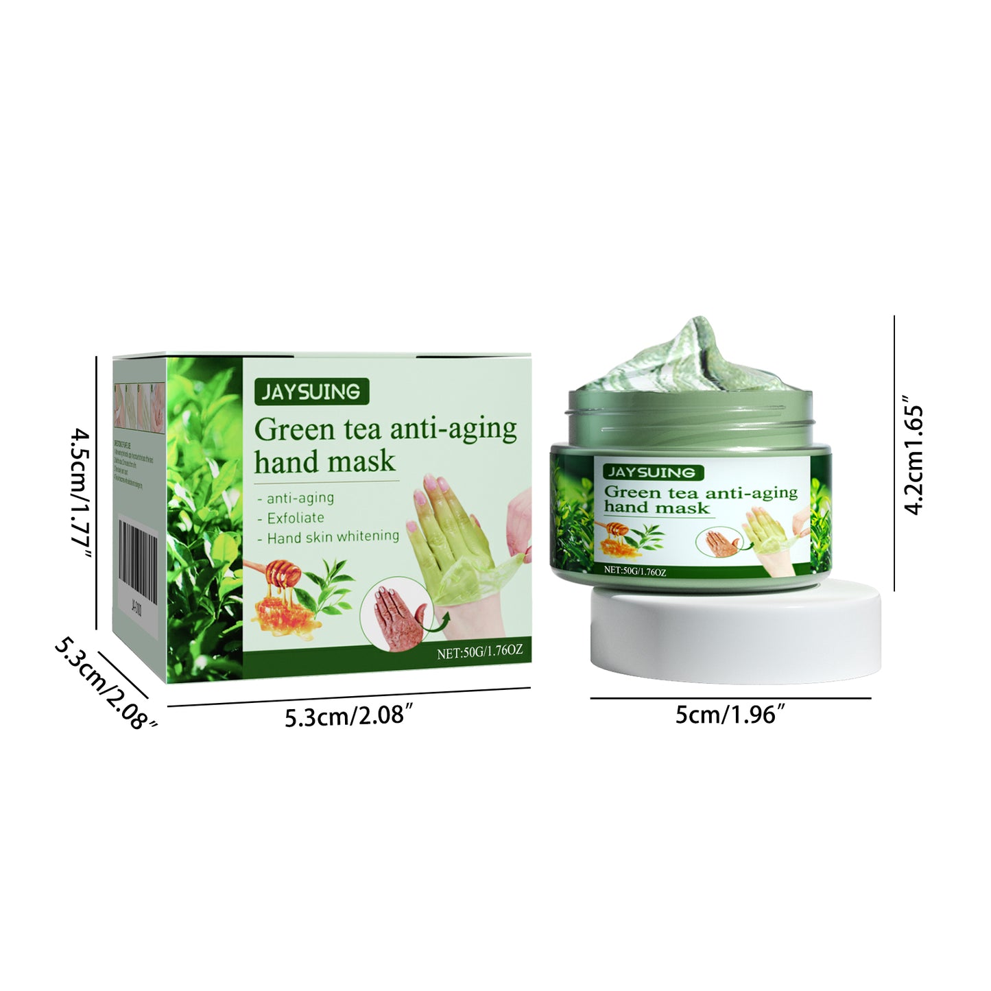 Jaysuing Green Tea Anti-Wrinkle Hand Mask Moisturizing Exfoliating Callus Repair Firming Tear-off Hand Mask