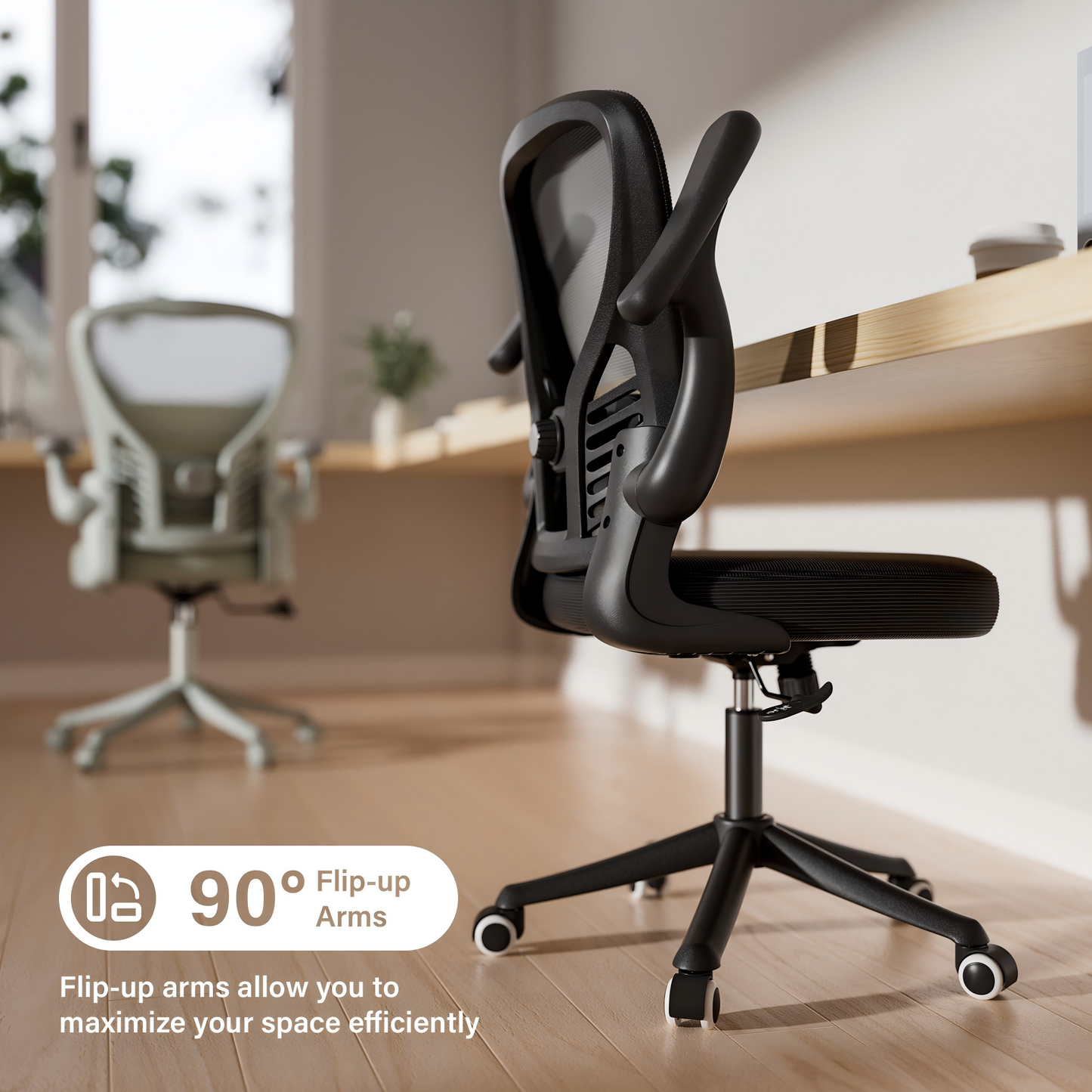 Modern Ergonomic Office Desk Chair with Mesh Back Adjustable Lumbar Support Computer Desk Chair Made of Plastic Metal Steel