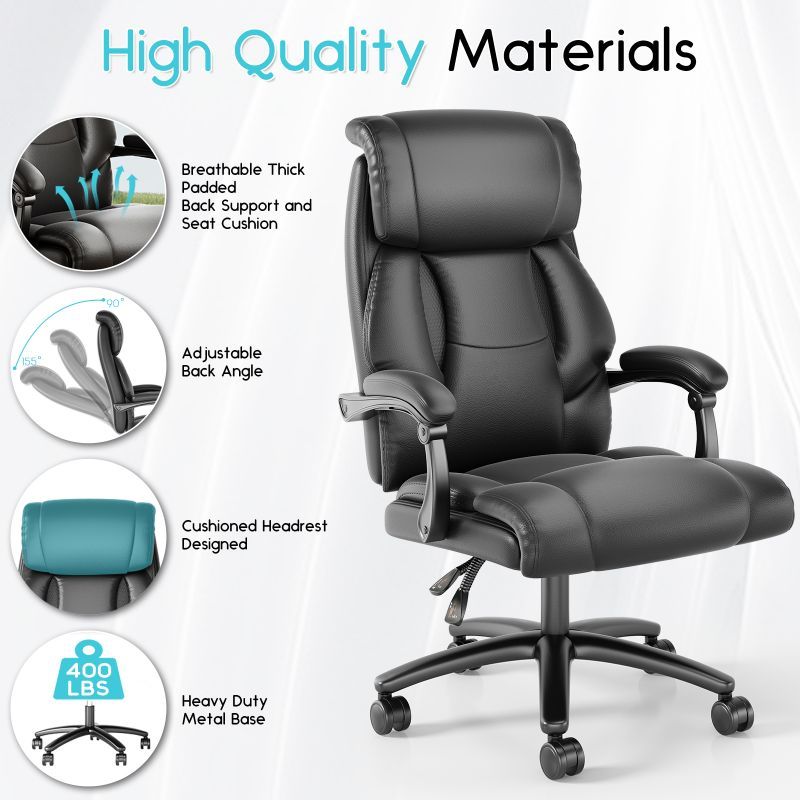 OEM High Quality Office Chair Black PU Leather Modern Design Adjustable Height Backrest Armrest Ergonomic Lift Metal Iron