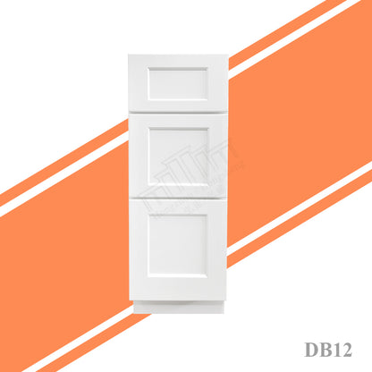 In Stock DB12-DB36 Durable Solid Wood Kitchen Cabinets White Kitchen Base Cabinets With Wooden Drawers RTA 3 Drawer Base Cabinet