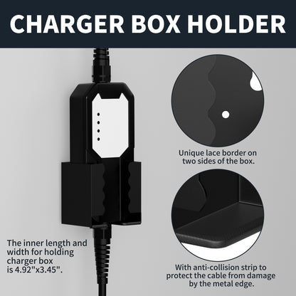 Metal Housing SAE J1772 Connector J-Hook Plug Holster Dock Wall Mount EV Charger Cable Holder Box Kit for Electric Vehicles