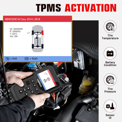 LAUNCH X431 CRT5011E TPMS Activate 315/433MHz Tire Sensor Activation Diagnostic Tool Learning and Reading OBD2 Scanner