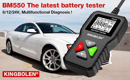 Battery Tester Tools KINGBOLEN BM550 6V 12V 24V Automotive Diagnostic Tools 100-2000 CCA Tester 2Ah-220Ah Battery Analyze