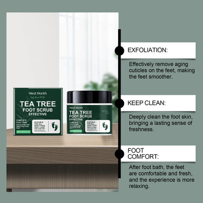 West&Month Tea Tree Foot Scrub Massage Softening Callus Cleaning Moisturizing Smooth Foot Scrub