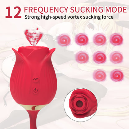 2in1 Rose Toy Vagina Sucking Vibrator Intimate Good Nipple Sucker Oral Licking Clitoris Stimulation Powerful Sex Toys for Woman