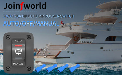 Waterproof  Boat 3 Way  on OFF on SPDT Dual Red LED 4 Pins Automatic Manual Bilge Pump Rocker Switch Panel With Plate