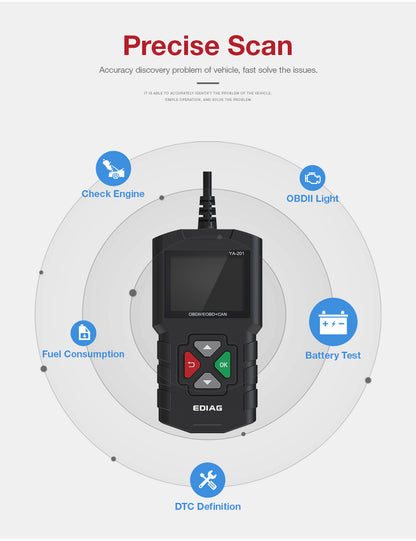 KINGBOLEN YA201 Car Code Reader OBDII/EOBD Auto Diagnostic Tool Data Stream Save Playback OBD2 Scanner Clear Code PK CR3001