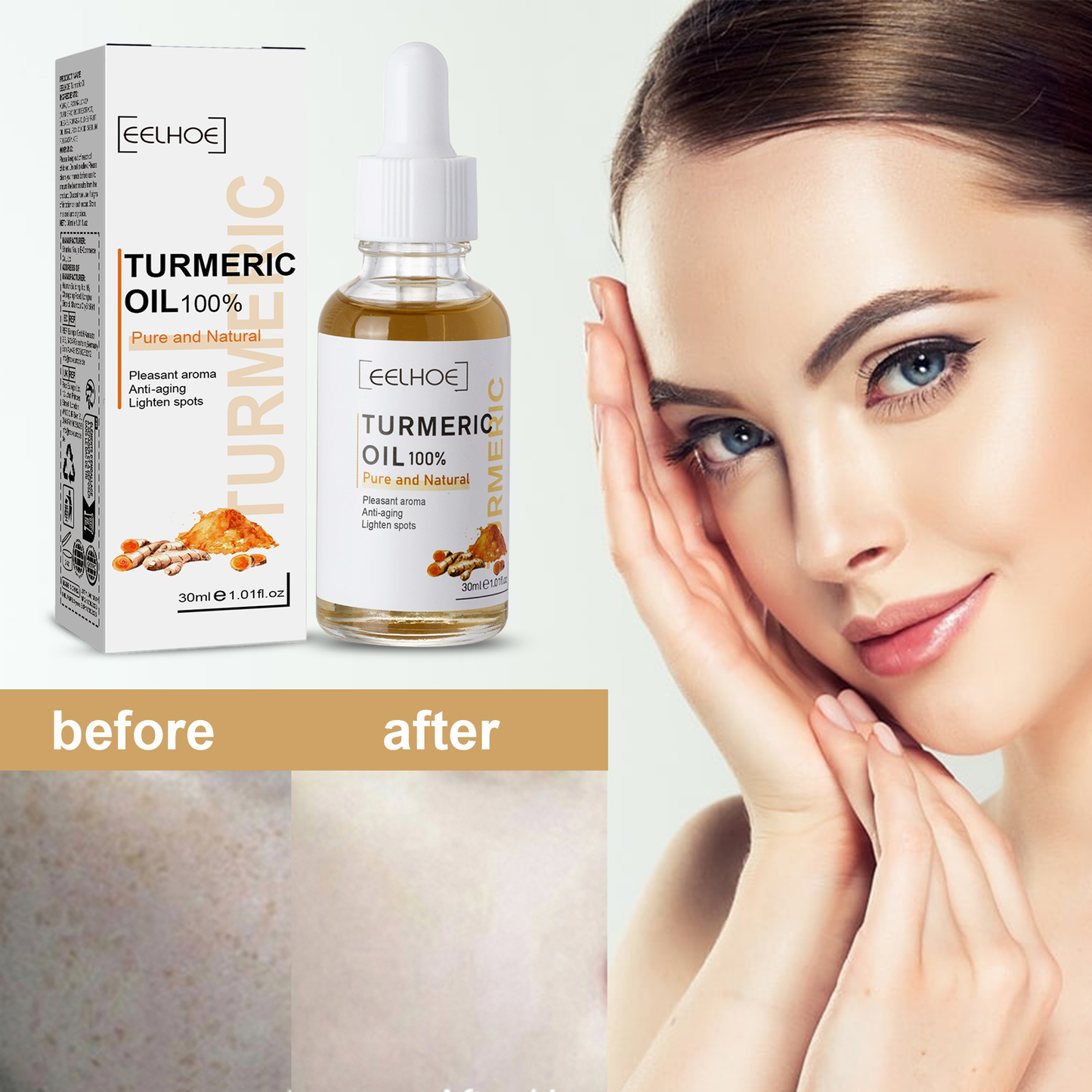 EELHOE Turmeric Correction Essence Facial Care Moisturizing Gentle Moisturizing Skin Care Essence