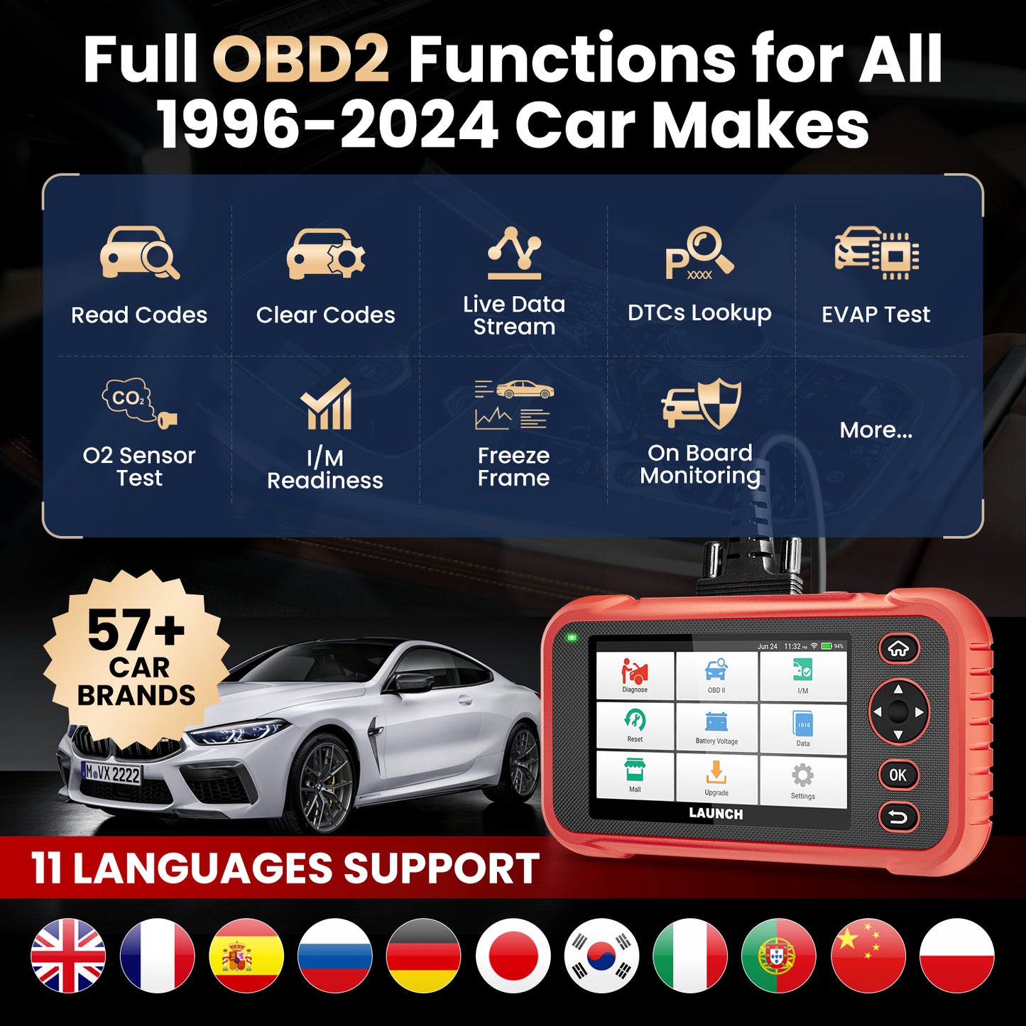 2025 Launch CRP123i V2.0 ABS/SRS/TCM/Engine OBD2 Scanner Vehicle Code Reader Car Diagnostic Tool